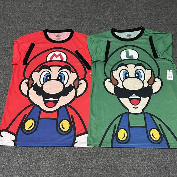 T-Shirt Nintendo Super Mario Bros Luigi & Mario Bianca Nintendo Originale Ufficiale - Foto 4